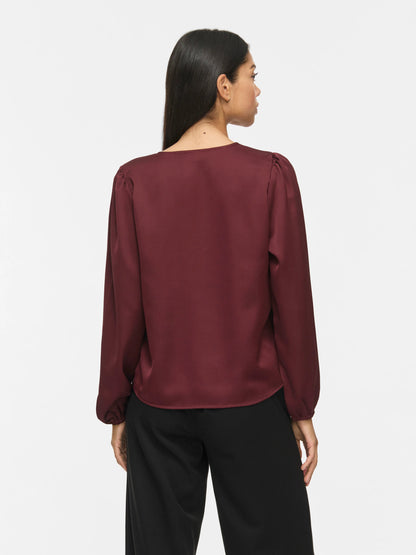 Vielette Long Sleeve Smock Satin Top