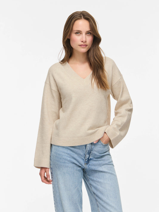 Liga Long Sleeve V-Neck Knit Top