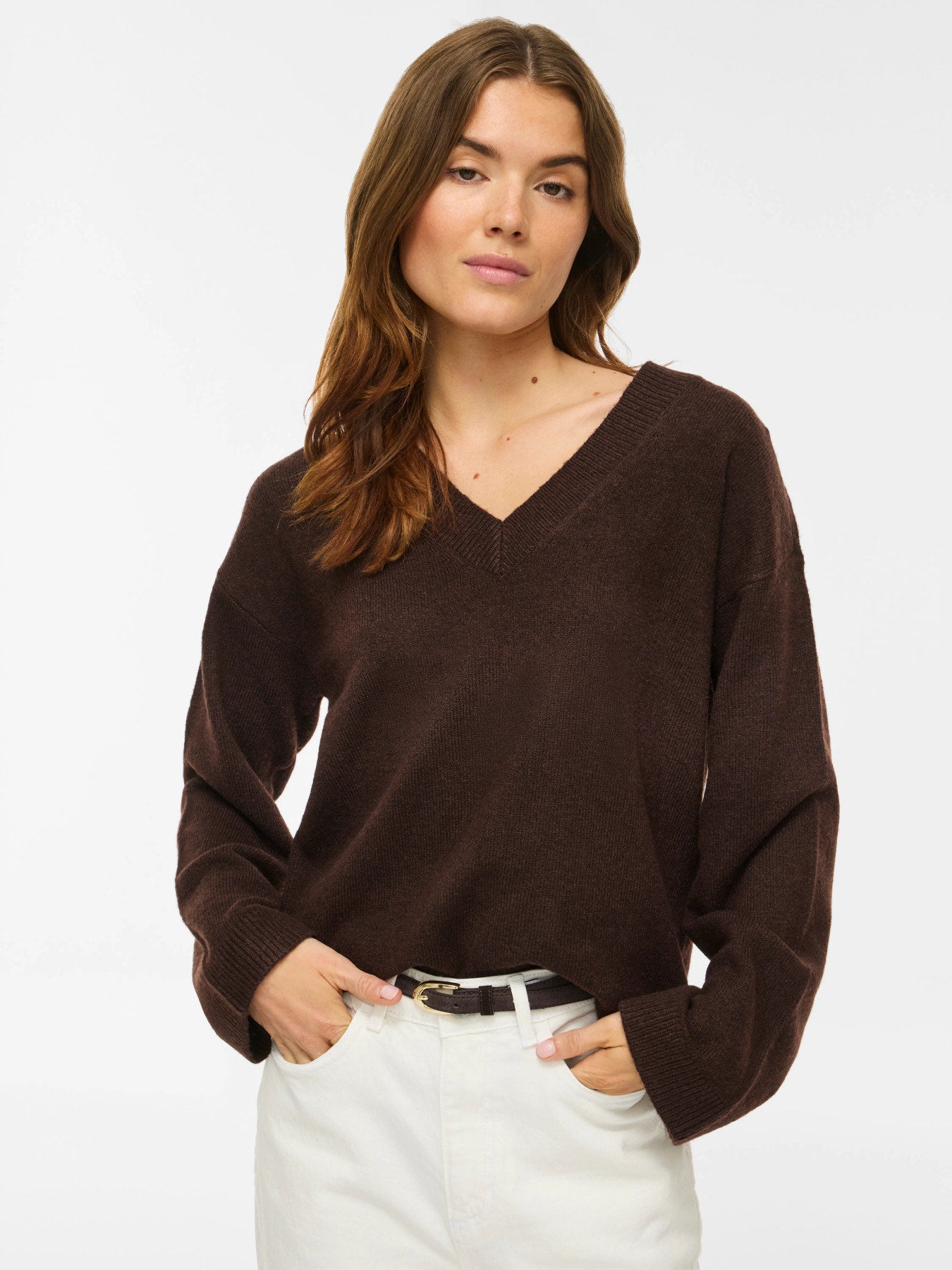 Liga Long Sleeve V-Neck Knit Top