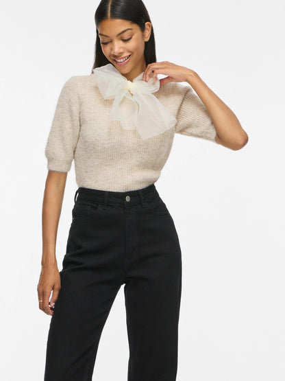 Itza O-Neck Bow Knit Top