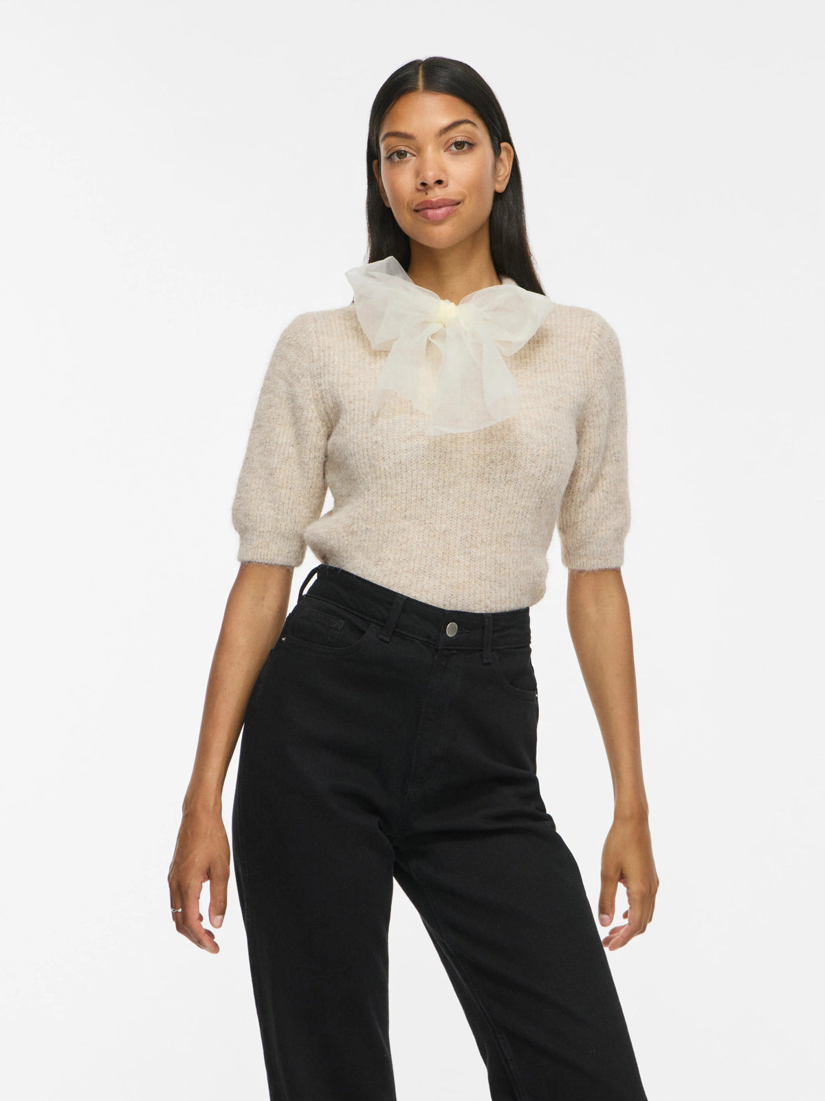 Itza O-Neck Bow Knit Top