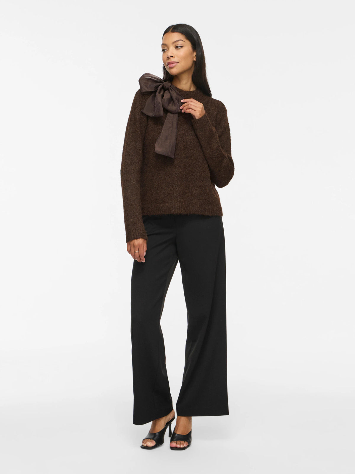 Bows Highneck Detail Knit Top