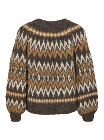 Bows O-Neck Jacquard Knit Top