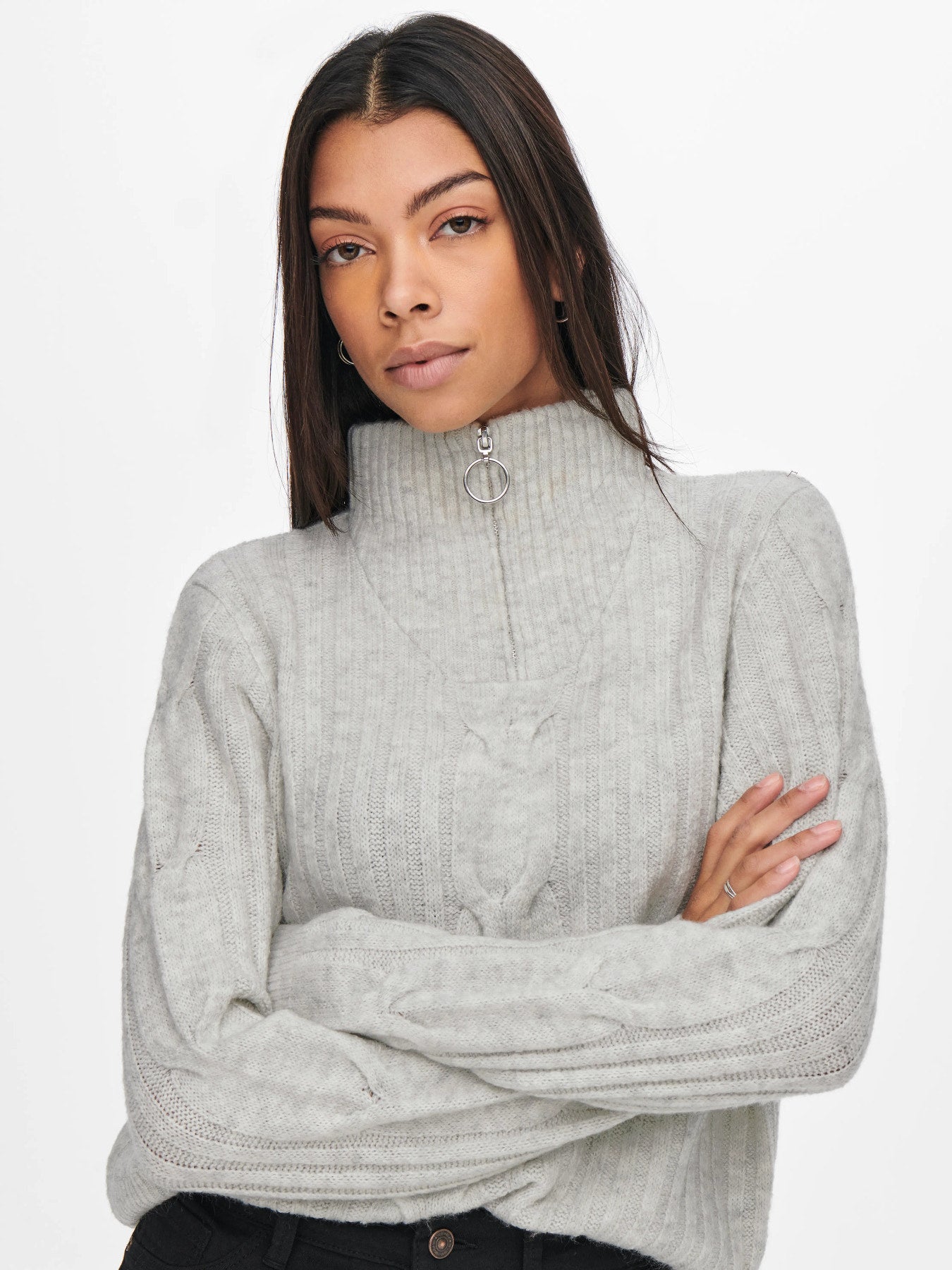 Andrea zipcable pullover knit