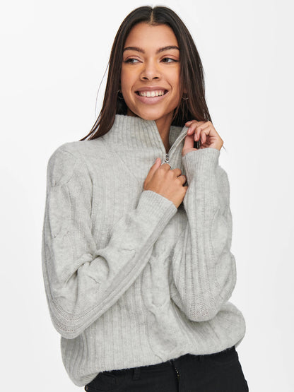 Andrea zipcable pullover knit