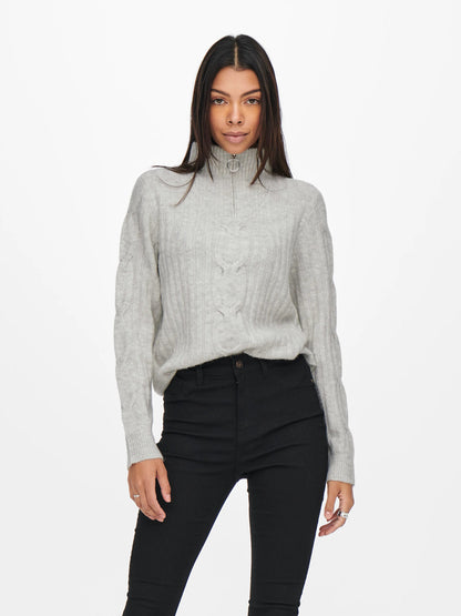 Andrea zipcable pullover knit