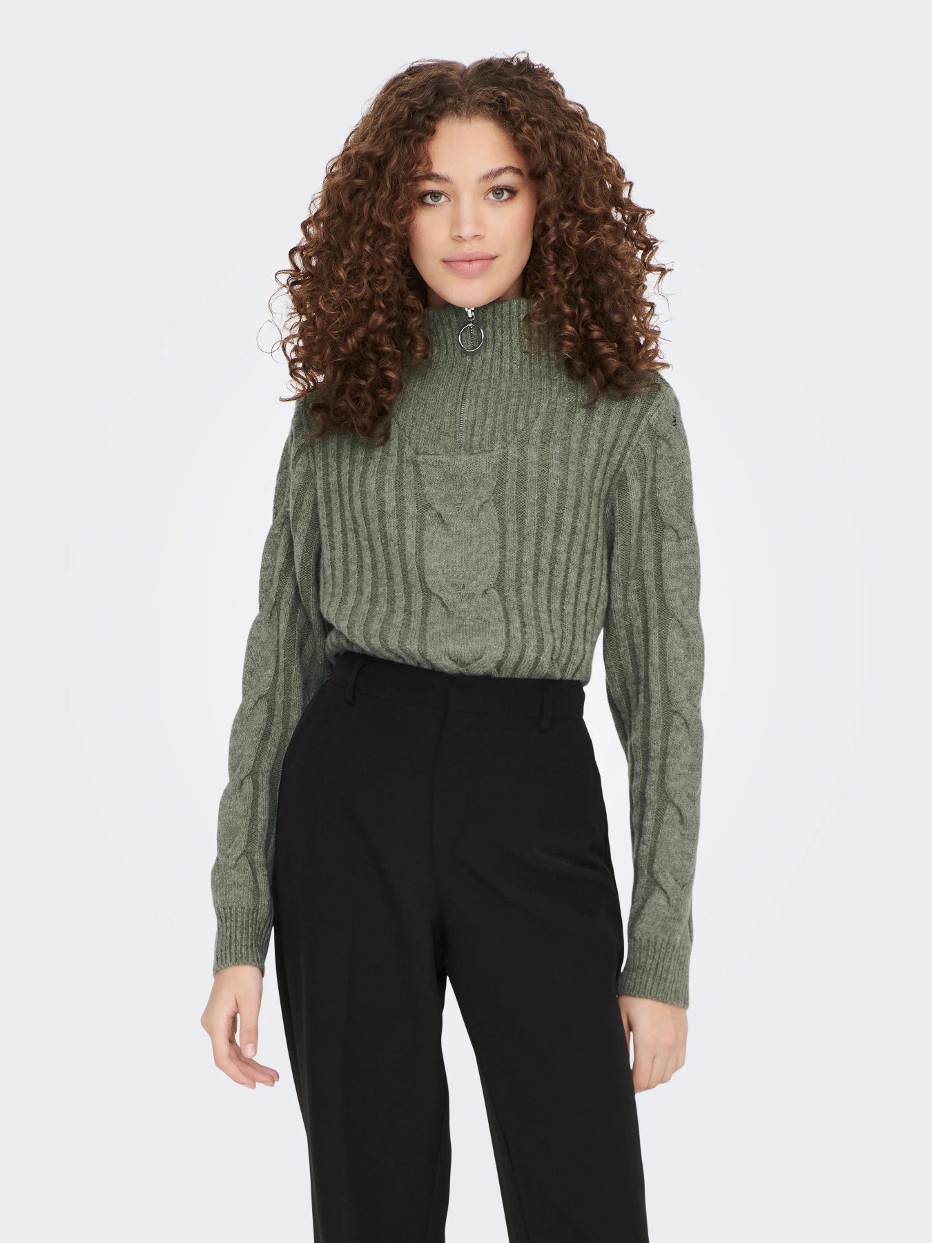 Andrea zipcable pullover knit