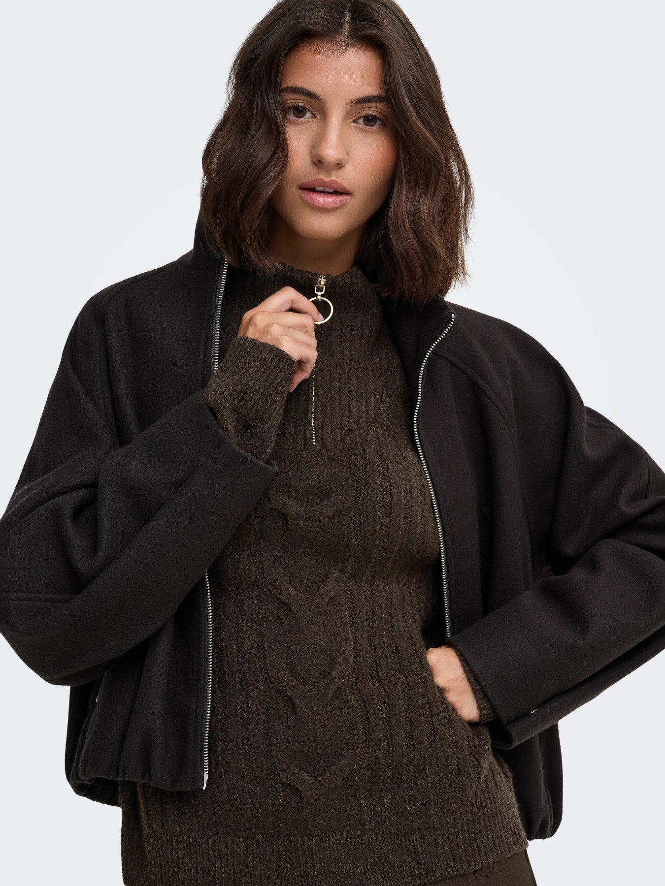 Andrea zipcable pullover knit