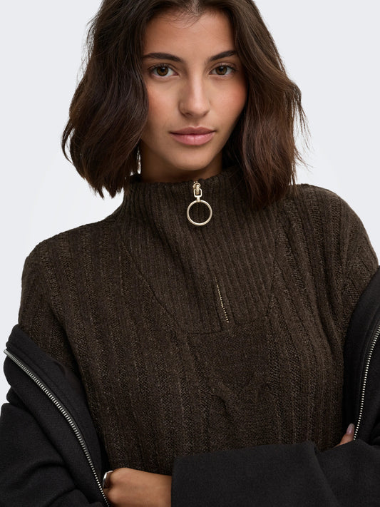 Andrea zipcable pullover knit