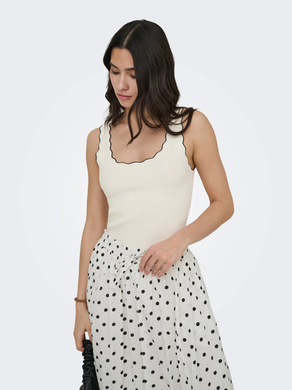 Scallop Edge Knit Top