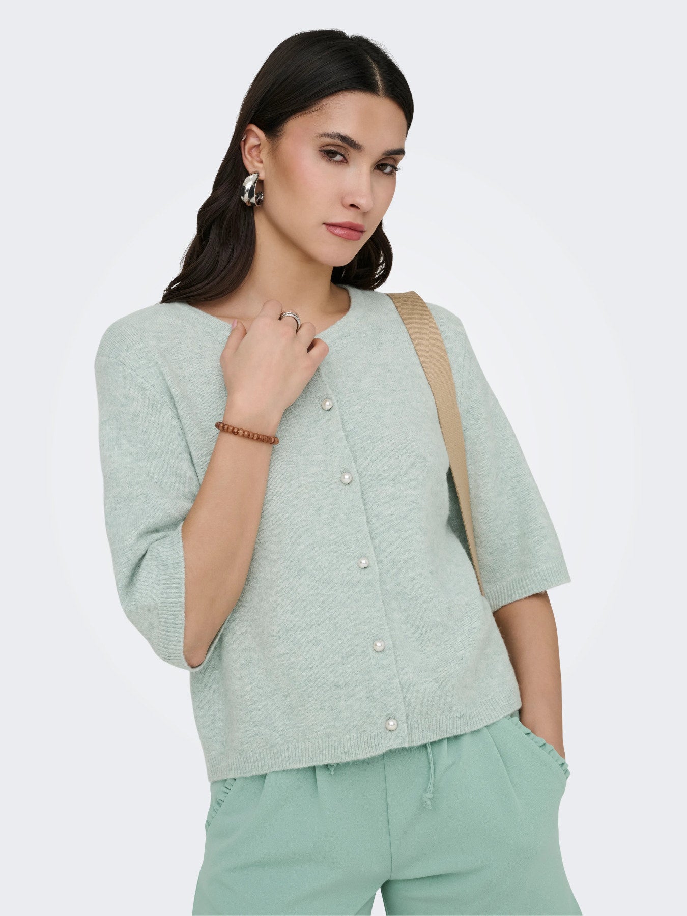 Rue 2/4 sleeve pearl knit cardigan
