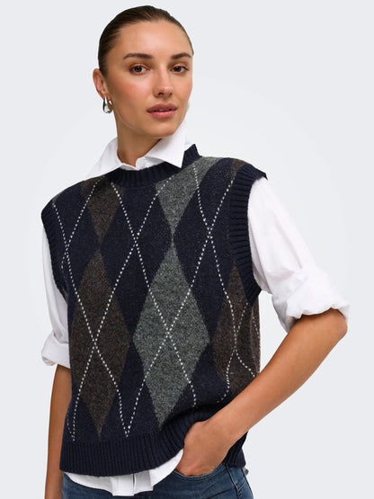 Rhombus Argyle Knit Vest