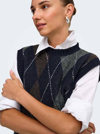Rhombus Argyle Knit Vest
