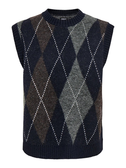 Rhombus Argyle Knit Vest