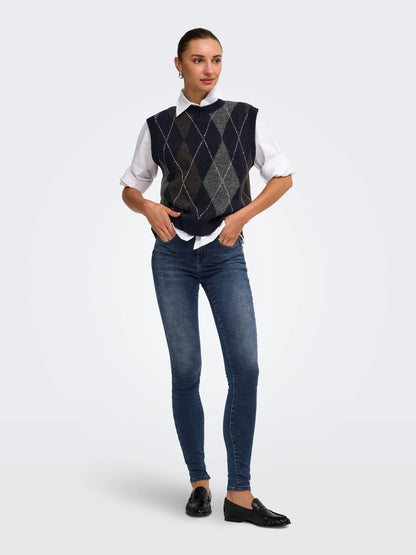 Rhombus Argyle Knit Vest