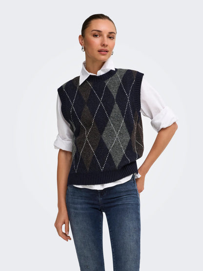 Rhombus Argyle Knit Vest