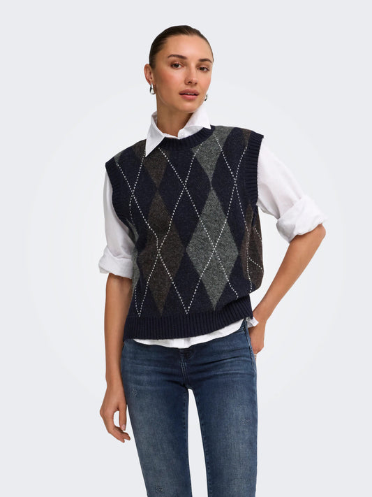 Rhombus Argyle Knit Vest