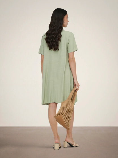 Caya Linen Short Sleeve Dress
