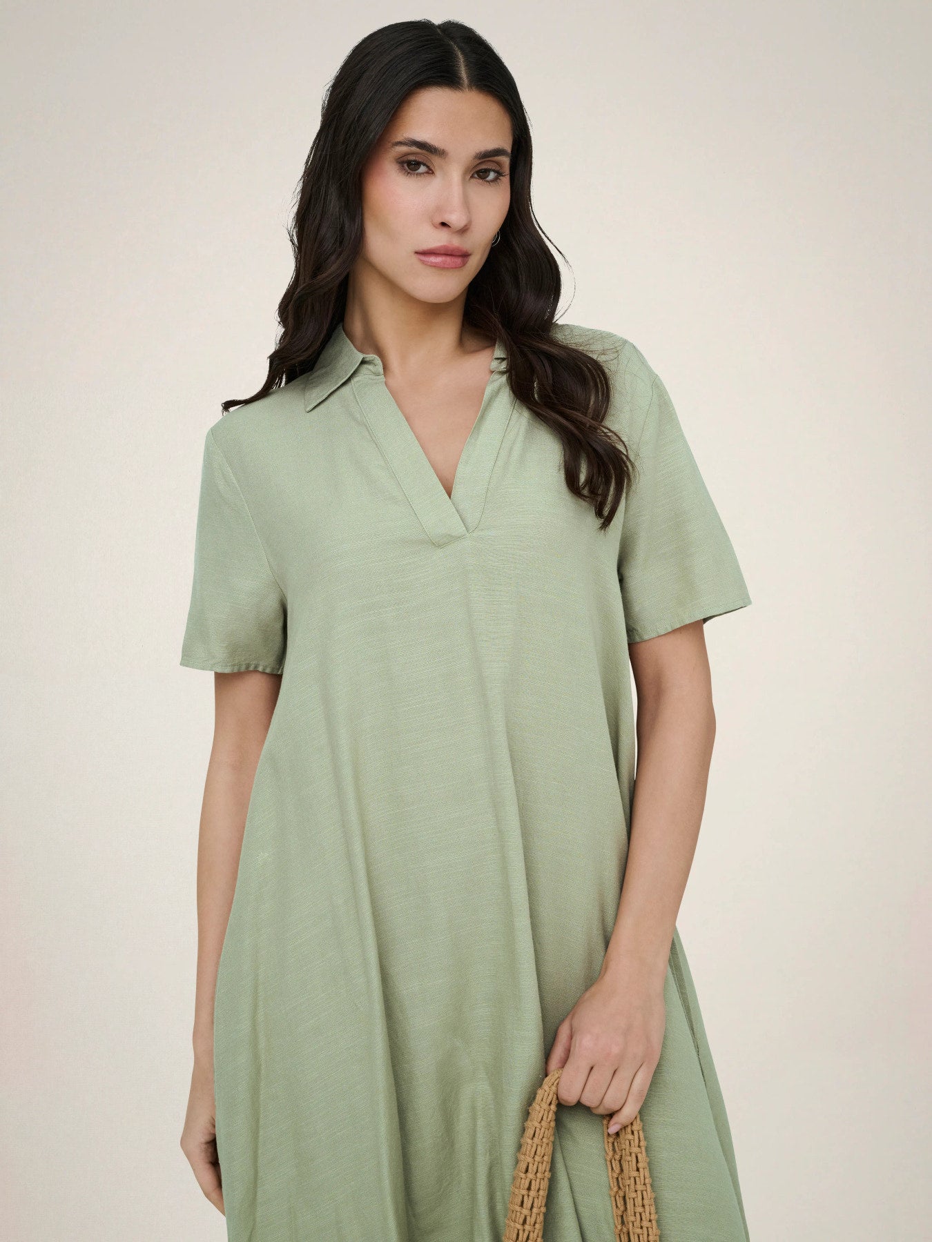 Caya Linen Short Sleeve Dress