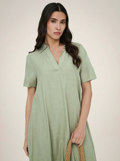 Caya Linen Short Sleeve Dress