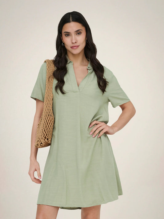 Caya Linen Short Sleeve Dress