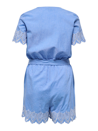 ONLTULUM EMB SS PLAYSUIT WVN