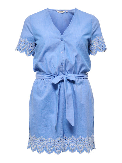 ONLTULUM EMB SS PLAYSUIT WVN