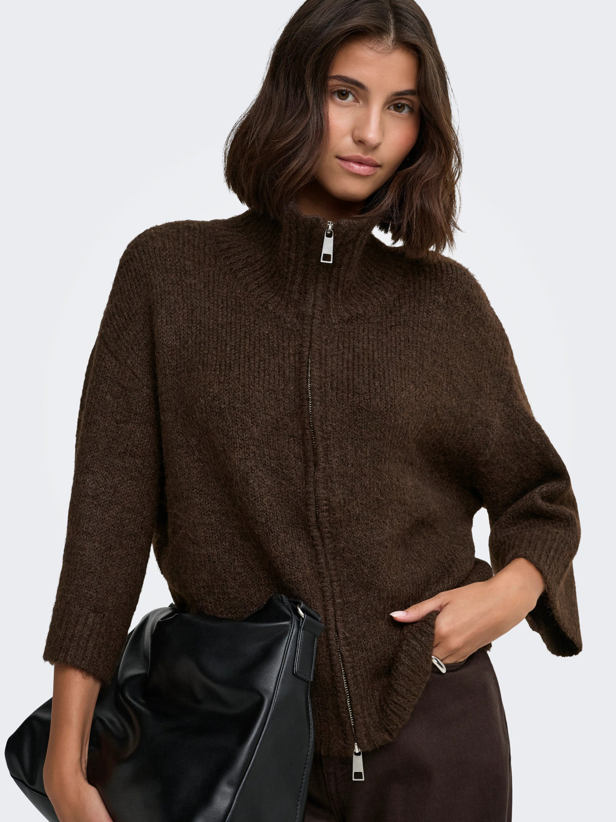 Maggie 3/4 Wide Zip Cardi