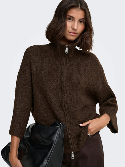 Maggie 3/4 Wide Zip Cardi
