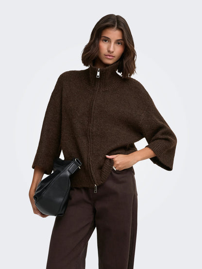 Maggie 3/4 Wide Zip Cardi