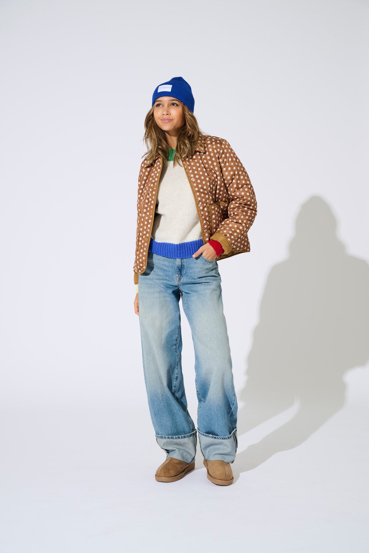 Olina Contrast Highneck Knit Jumper