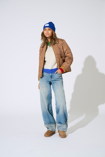 Olina Contrast Highneck Knit Jumper