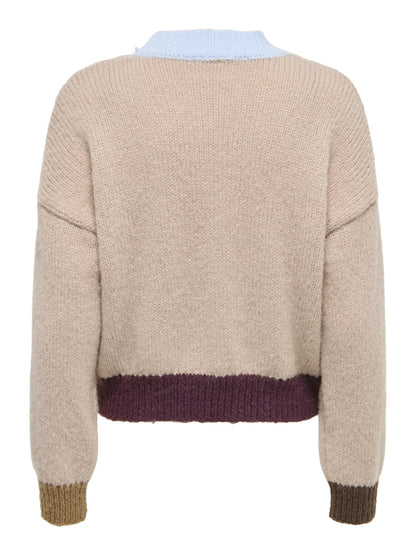 Olina Contrast Highneck Knit Jumper