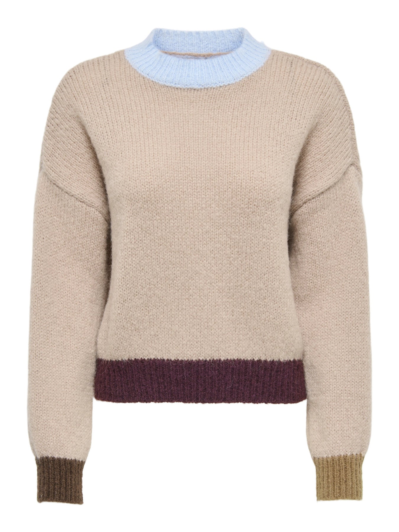 Olina Contrast Highneck Knit Jumper