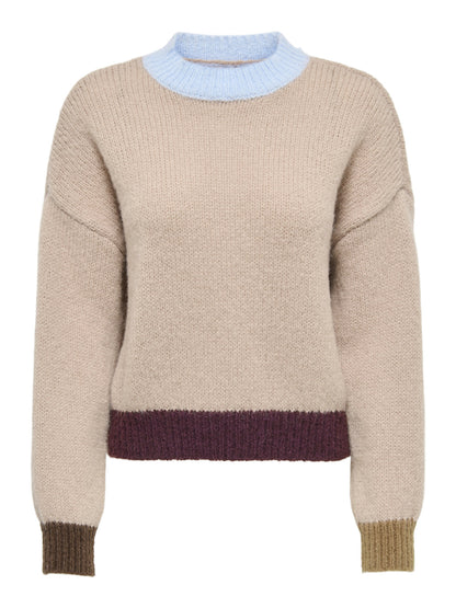 Olina Contrast Highneck Knit Jumper