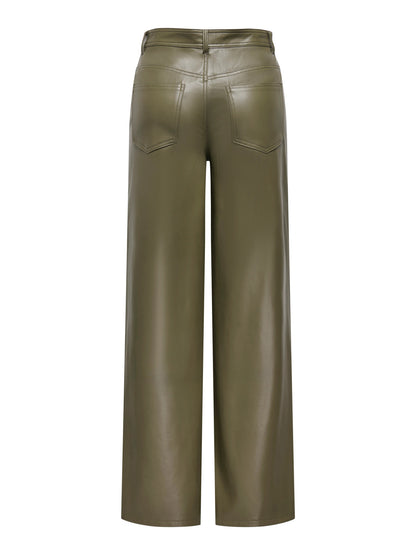 Smooth Faux Leather Wide Pant