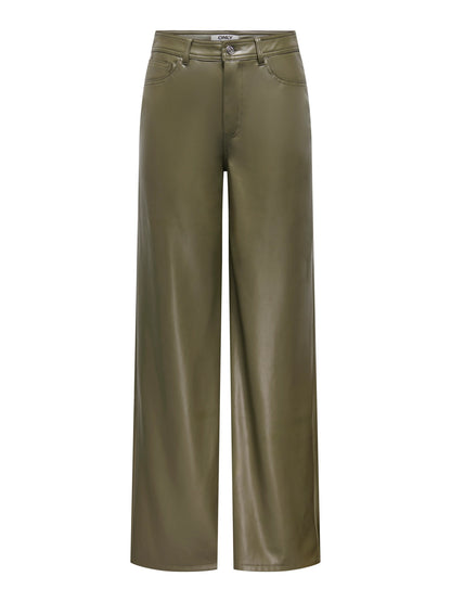 Smooth Faux Leather Wide Pant