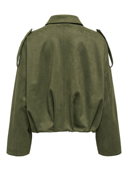 Moon-Stina Faux Suede Bomber Jacket