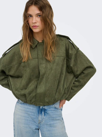 Moon-Stina Faux Suede Bomber Jacket