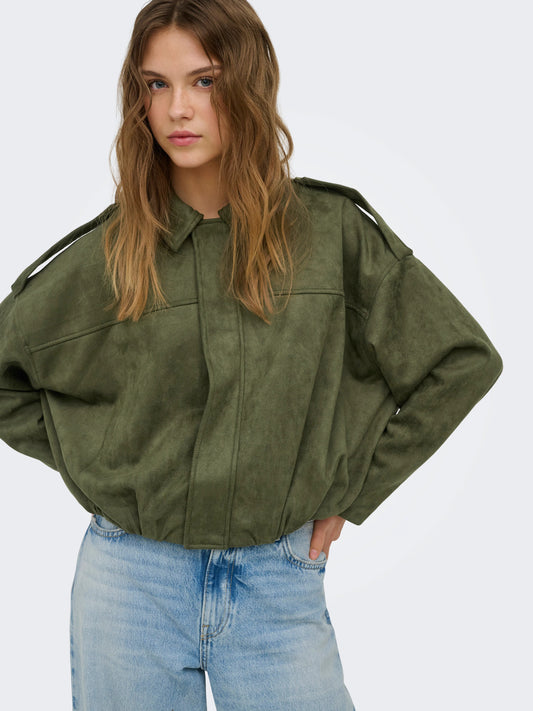 Moon-Stina Faux Suede Bomber Jacket