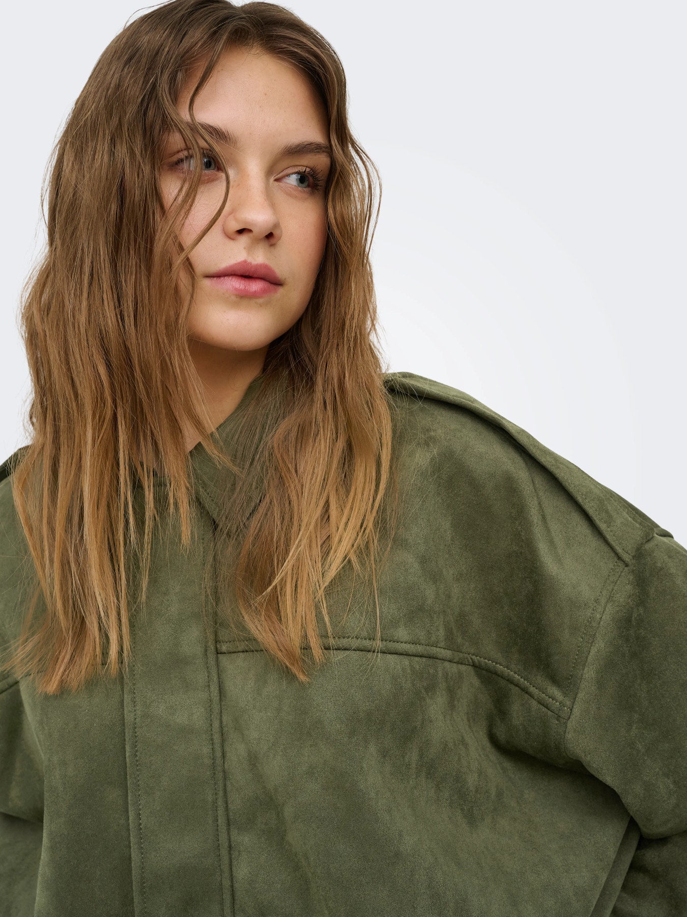 Moon-Stina Faux Suede Bomber Jacket