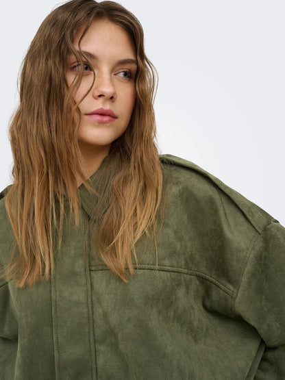 Moon-Stina Faux Suede Bomber Jacket