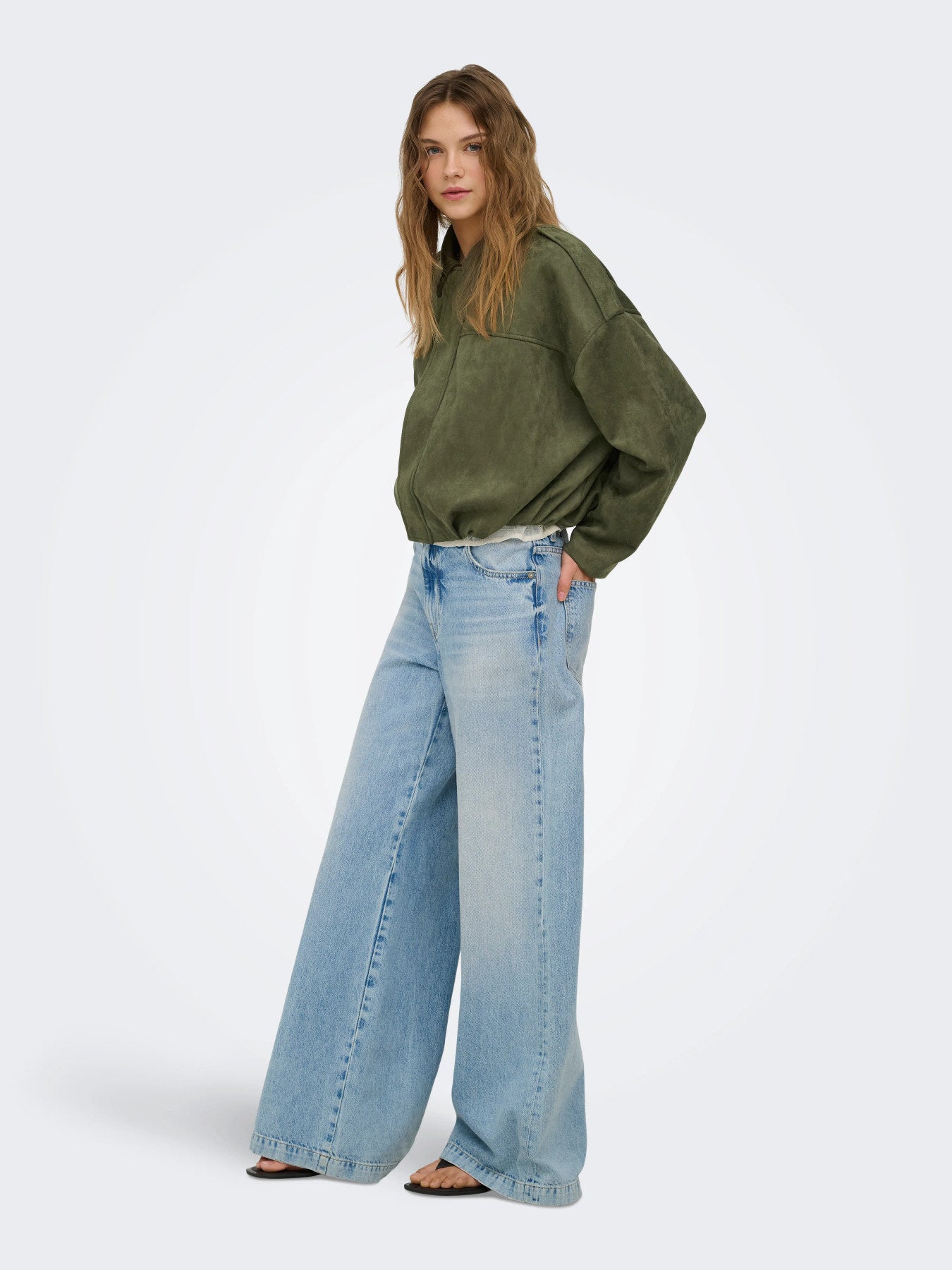 Moon-Stina Faux Suede Bomber Jacket
