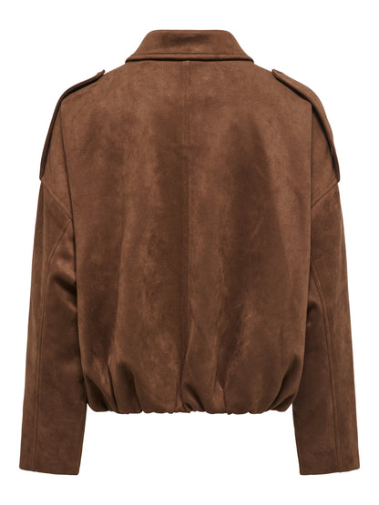 Moon-Stina Faux Suede Bomber Jacket