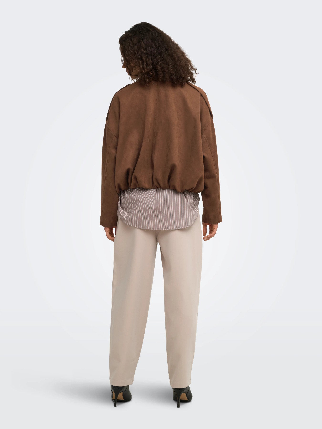 Moon-Stina Faux Suede Bomber Jacket