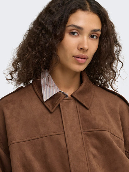 Moon-Stina Faux Suede Bomber Jacket