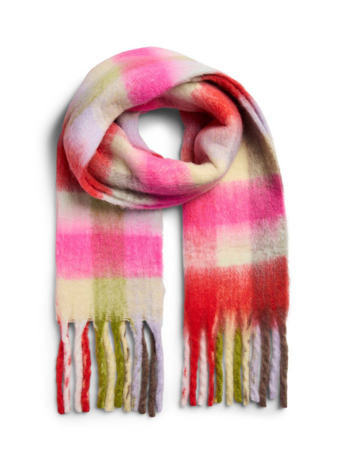Jikka Long Scarf Flame Scarlet Check