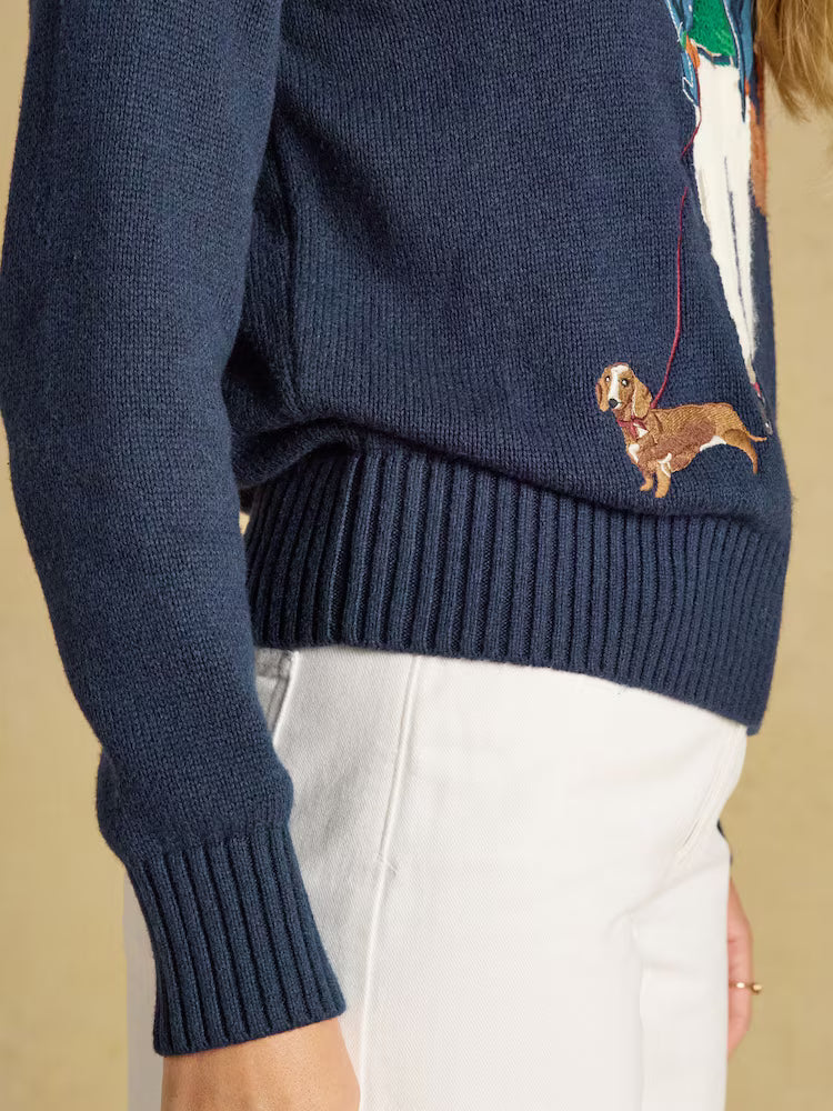 Jonty Fox Navy Cotton Blend Crew Neck Knitted Jumper