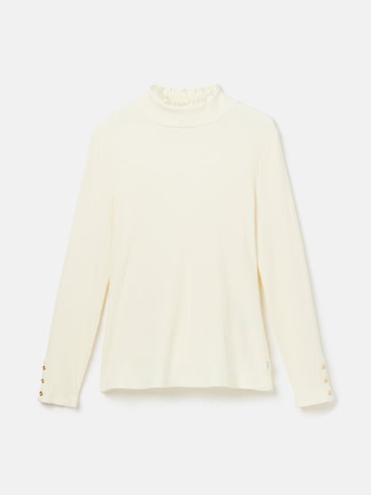 Amy Ribbed Long Sleeve High Neck Jersey Top