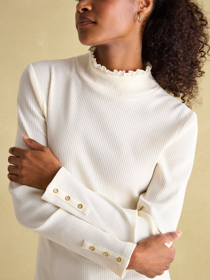 Amy Ribbed Long Sleeve High Neck Jersey Top